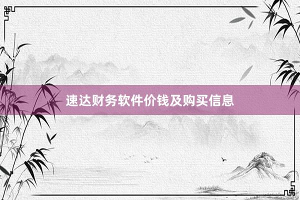 速达财务软件价钱及购买信息